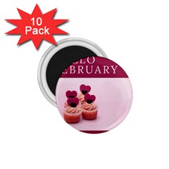 Hello February Text And Cupcakes 1 75  Magnets (10 Pack)  by artworkshop