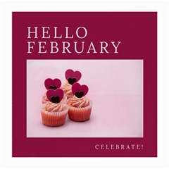 Hello February Text And Cupcakes Medium Glasses Cloth by artworkshop