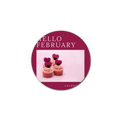 Hello February Text And Cupcakes Golf Ball Marker by artworkshop