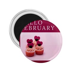 Hello February Text And Cupcakes 2 25  Magnets by artworkshop