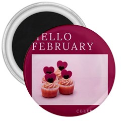 Hello February Text And Cupcakes 3  Magnets by artworkshop