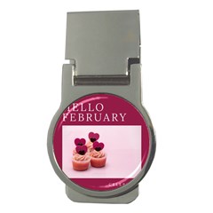 Hello February Text And Cupcakes Money Clips (round)  by artworkshop