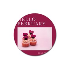 Hello February Text And Cupcakes Magnet 3  (round) by artworkshop