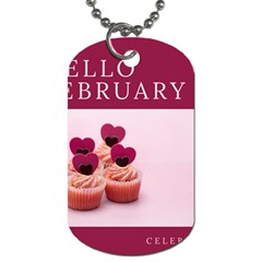 Hello February Text And Cupcakes Dog Tag (one Side) by artworkshop