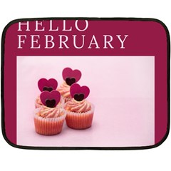 Hello February Text And Cupcakes Fleece Blanket (mini) by artworkshop