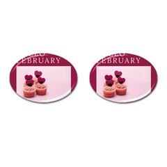 Hello February Text And Cupcakes Cufflinks (oval) by artworkshop