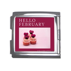 Hello February Text And Cupcakes Mega Link Italian Charm (18mm) by artworkshop