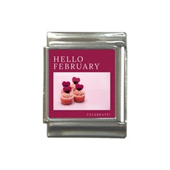 Hello February Text And Cupcakes Italian Charm (13mm) by artworkshop