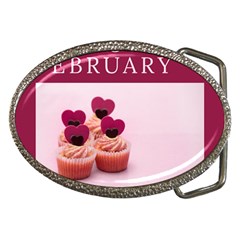 Hello February Text And Cupcakes Belt Buckles by artworkshop