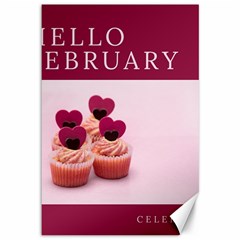 Hello February Text And Cupcakes Canvas 12  X 18  by artworkshop