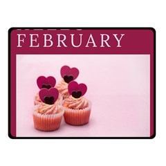 Hello February Text And Cupcakes One Side Fleece Blanket (small) by artworkshop