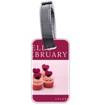 Hello february text and cupcakes Luggage Tag (two sides) Front