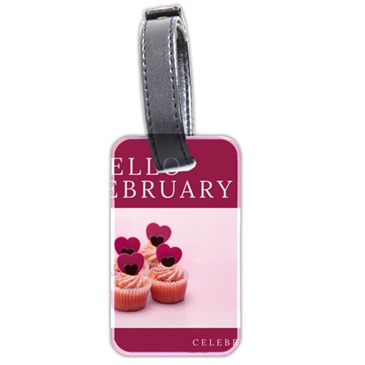 Hello february text and cupcakes Luggage Tag (two sides)