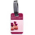 Hello february text and cupcakes Luggage Tag (two sides) Back