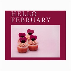 Hello February Text And Cupcakes Small Glasses Cloth by artworkshop