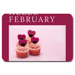 Hello February Text And Cupcakes Large Doormat by artworkshop