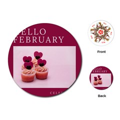 Hello February Text And Cupcakes Playing Cards Single Design (round) by artworkshop