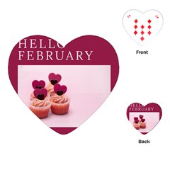 Hello February Text And Cupcakes Playing Cards Single Design (heart) by artworkshop