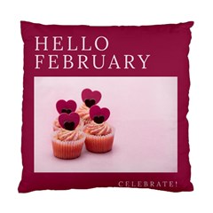 Hello February Text And Cupcakes Standard Cushion Case (two Sides) by artworkshop