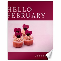 Hello February Text And Cupcakes Canvas 18  X 24  by artworkshop