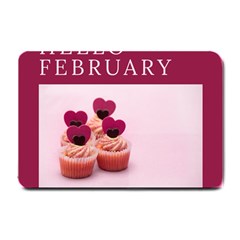 Hello February Text And Cupcakes Small Doormat by artworkshop