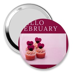 Hello February Text And Cupcakes 3  Handbag Mirrors by artworkshop