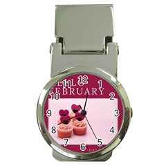 Hello February Text And Cupcakes Money Clip Watches by artworkshop