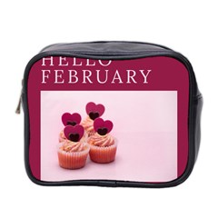 Hello February Text And Cupcakes Mini Toiletries Bag (two Sides) by artworkshop