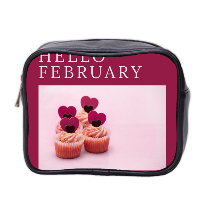 Hello february text and cupcakes Mini Toiletries Bag (Two Sides)