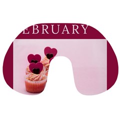 Hello February Text And Cupcakes Travel Neck Pillow by artworkshop