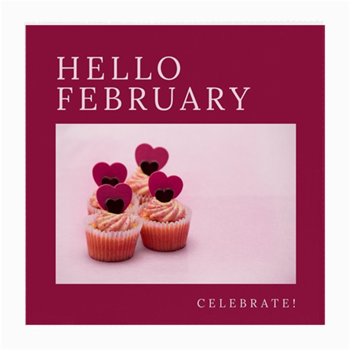 Hello february text and cupcakes Medium Glasses Cloth