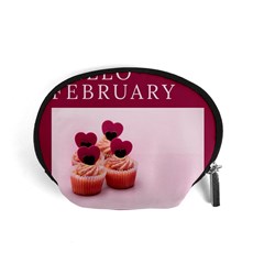 Hello February Text And Cupcakes Accessory Pouch (small) by artworkshop