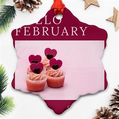 Hello February Text And Cupcakes Ornament (snowflake) by artworkshop