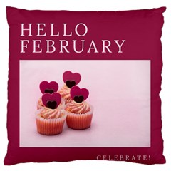 Hello February Text And Cupcakes Standard Premium Plush Fleece Cushion Case (two Sides) by artworkshop