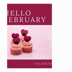 Hello February Text And Cupcakes Small Garden Flag (two Sides) by artworkshop