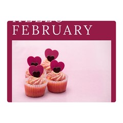 Hello February Text And Cupcakes Premium Plush Fleece Blanket (mini) by artworkshop