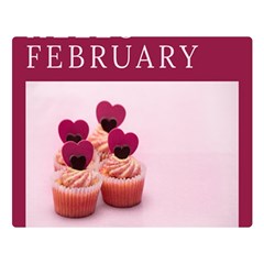 Hello February Text And Cupcakes Premium Plush Fleece Blanket (large) by artworkshop