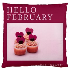 Hello February Text And Cupcakes Large Cushion Case (two Sides) by artworkshop