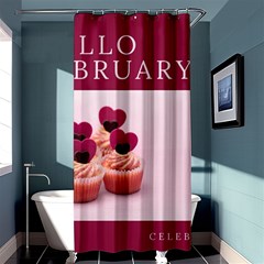 Hello February Text And Cupcakes Shower Curtain 36  X 72  (stall)  by artworkshop