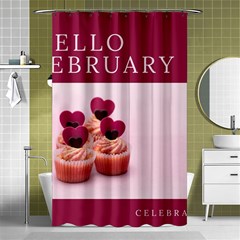 Hello February Text And Cupcakes Shower Curtain 48  X 72  (small)  by artworkshop