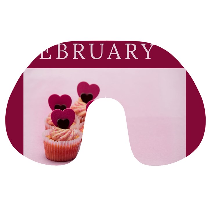 Hello february text and cupcakes Travel Neck Pillow