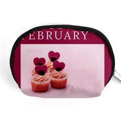 Hello February Text And Cupcakes Accessory Pouch (medium) by artworkshop