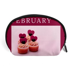 Hello February Text And Cupcakes Accessory Pouch (large) by artworkshop