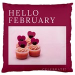 Hello february text and cupcakes Large Premium Plush Fleece Cushion Case (Two Sides) Front