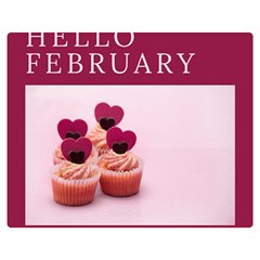 Hello February Text And Cupcakes Premium Plush Fleece Blanket (medium) by artworkshop