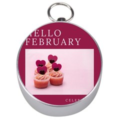 Hello February Text And Cupcakes Silver Compasses by artworkshop