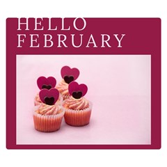 Hello February Text And Cupcakes Premium Plush Fleece Blanket (small) by artworkshop