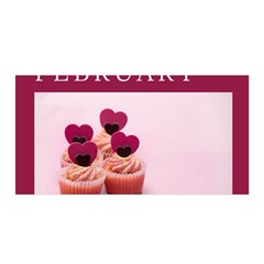 Hello February Text And Cupcakes Satin Wrap 35  X 70  by artworkshop