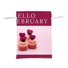 Hello February Text And Cupcakes Lightweight Drawstring Pouch (m) by artworkshop