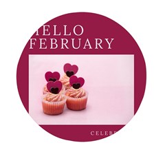 Hello February Text And Cupcakes Mini Round Pill Box by artworkshop